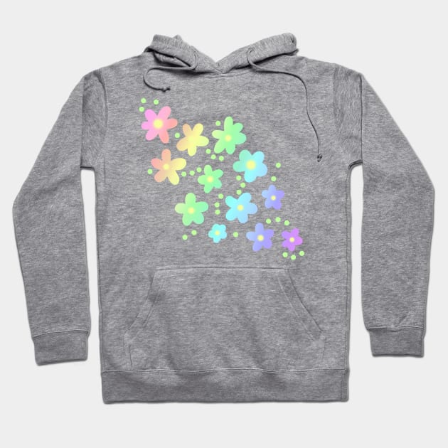 Whimsical Pastel Rainbow Flowers Hoodie by Whoopsidoodle